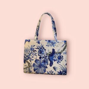 Floral Blue & White Tote Bag – Elegant and Timeless